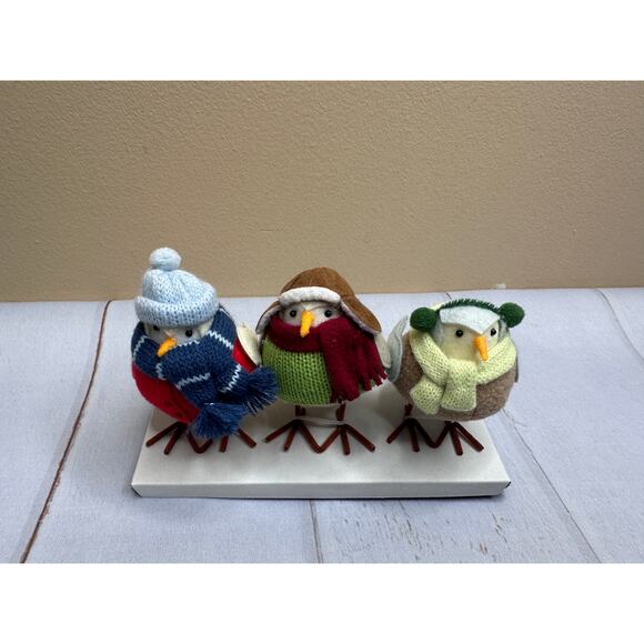 3pk Wondershop Winter Weather Featherly Friends Fabric Figurines New - Picture 6 of 10